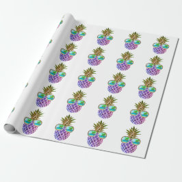 Papel De Regalo Piña tropical rosa púrpura