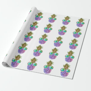 Papel De Regalo Piña tropical rosa púrpura