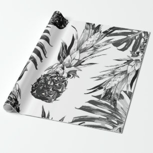 Papel De Regalo Piñas, hojas de selva tropical. Hermosa costura