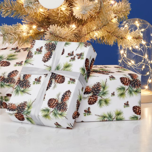 Papel de Regalo Piñas Marrones Feliz Navidad (Vacaciones)