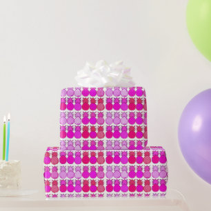 Papel De Regalo Piñas rosadas y rojas brillantes