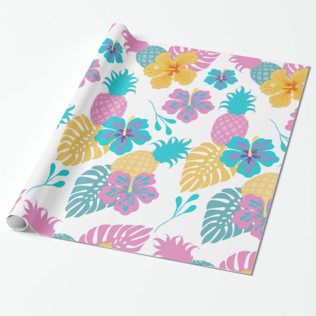 Papel De Regalo Piñas tropicales (Desenrollado)