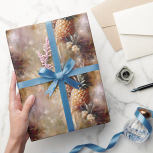 Papel De Regalo Piñas Tropicales Brillan Cumpleaños