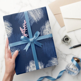 Papel De Regalo Pincel Artístico Navy Índigo Trazo Patrón Abstract