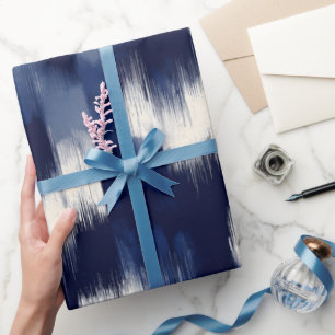 Papel De Regalo Pincel Artístico Trazo Abstracto Índigo Marino