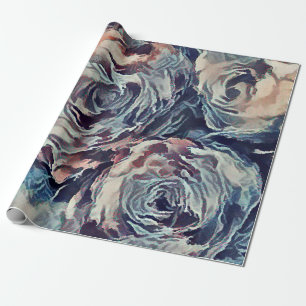Papel De Regalo Pincel de arte abstracto rosas texturizados imprim