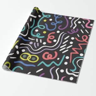 Papel De Regalo Pincel dibujado a mano. Patrón abstracto, zigzags,
