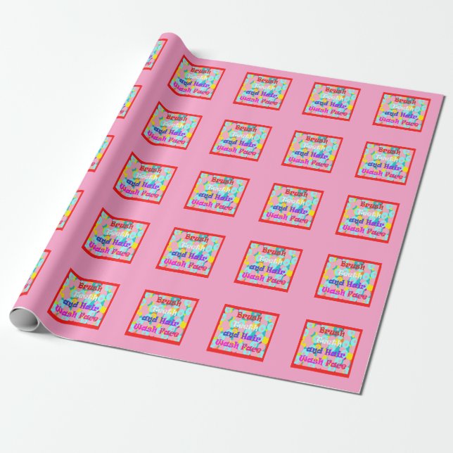 Papel De Regalo Pincel Teeth Wash Face niños divertidos diseño bri (Desenrollado)