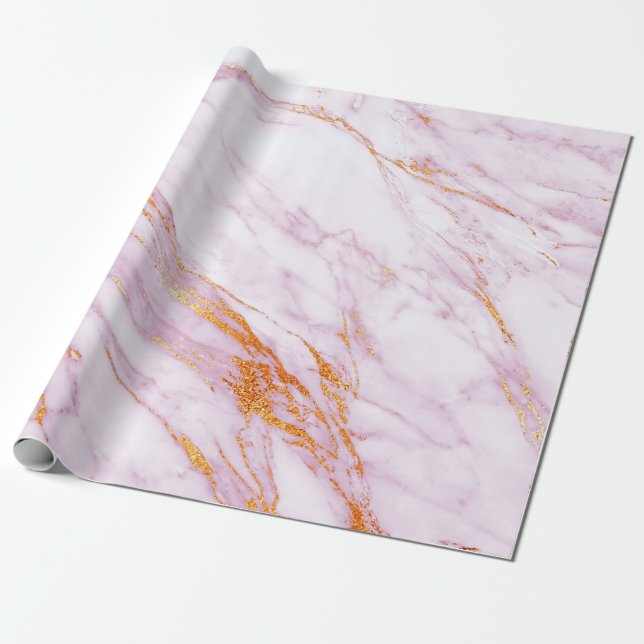 Papel De Regalo Pinceles brillantes de Mármol Gris Blanco (Desenrollado)