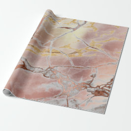Papel De Regalo Pinceles de Piedra de Mármol de Cobre de Oro Rosa