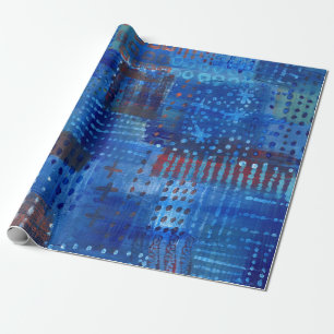 Papel De Regalo Pinchazo azul índigo sashiko Boro Art