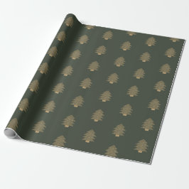 Papel De Regalo Pine Green Gold Glitzy Purpurina Árboles de Navida