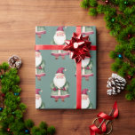 Papel De Regalo Pine Green Red Merry Christmas Santa<br><div class="desc">verde pino rojo alegre Navidad Santa</div>