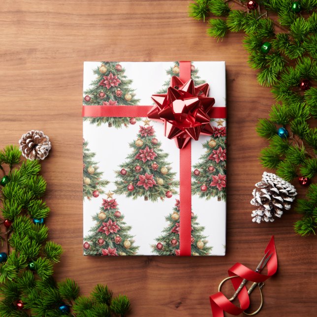 Papel De Regalo Pine Vintage Christmas Tree Gift  (Regalo de vacaciones)