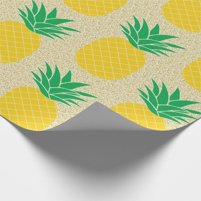 Papel De Regalo Pineapple Purpurina Gold (Esquina)