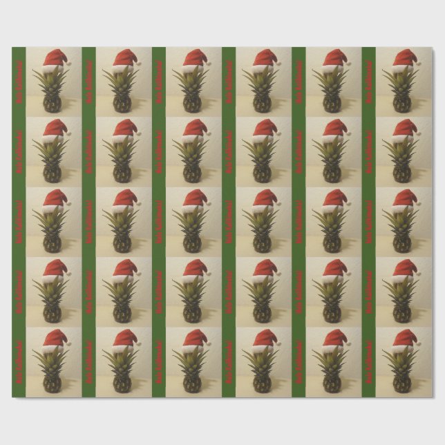 Papel De Regalo Pineapple Santa Hawaiian Mele Kalikima Gift Wrap (Superficie plana)