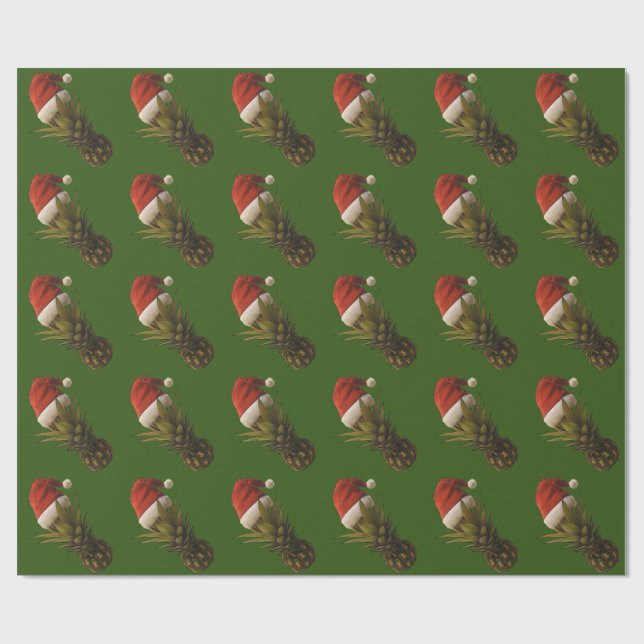 Papel De Regalo Pineapple Santa Hawaiian Mele Kalikima Gift Wrap (Superficie plana)