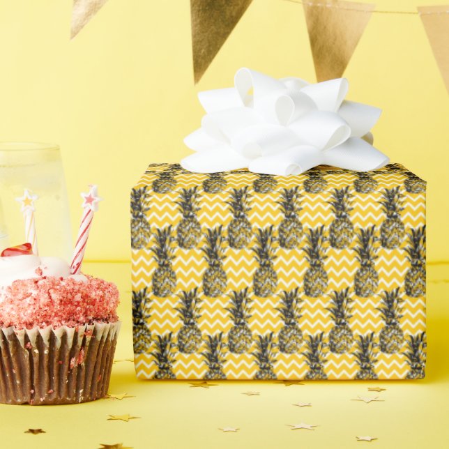Papel De Regalo Pineapple Zigzags (Fiesta de cumpleaños )