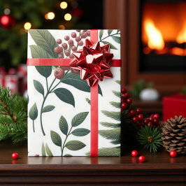 Papel De Regalo Pinecona de color de agua de bosque de vacaciones 