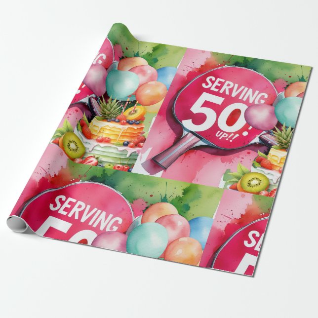 Papel De Regalo Ping Pong 50 cumpleaños (Desenrollado)