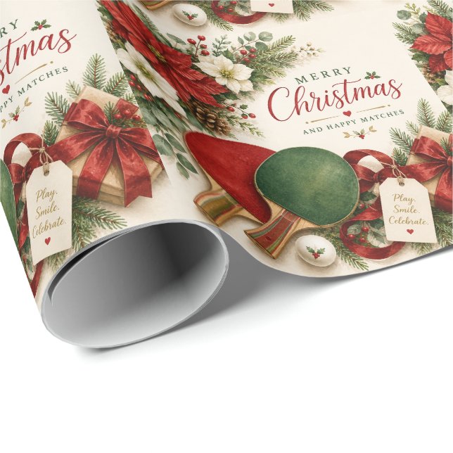 Papel De Regalo Ping pong tema de Navidad  (Esquina del rollo)