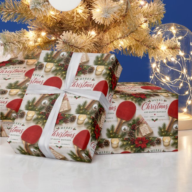Papel De Regalo Ping pong tema de Navidad  (Vacaciones)