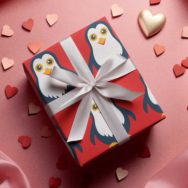 Papel De Regalo Pingüino (baby penguin french fries birthday packing gift wrap,gift wrapping paper,return gift wrap paper)