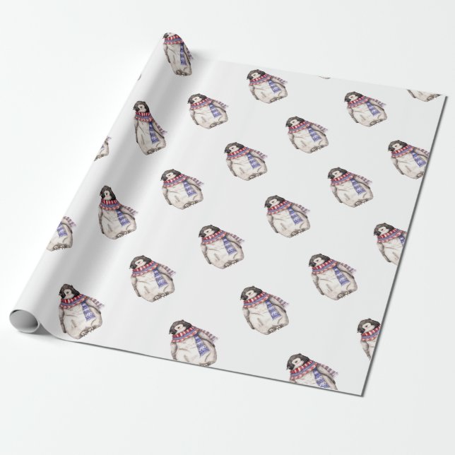 Papel De Regalo Pingüino bebé en pañuelo (Desenrollado)
