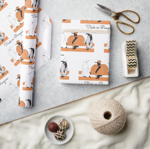 Papel De Regalo Pingüino de calabaza personalizado Divertido Hallo