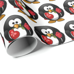 Papel De Regalo Pingüino de dibujos animados divertido y lindo per