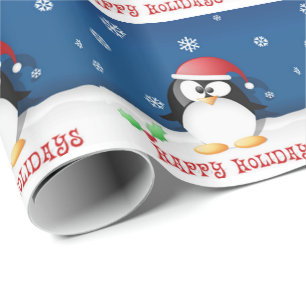 Papel De Regalo Pingüino de Felices Fiestas
