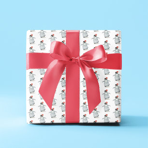 Papel De Regalo Pingüino de Giro con patrón de flor de Hibiscus