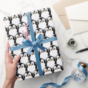 Papel De Regalo Pingüino De Grasa En Todo El Patrón De Impresión