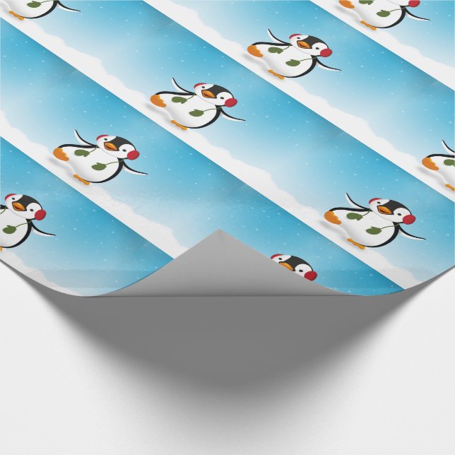 Papel De Regalo Pingüino de invierno divertido (Esquina)