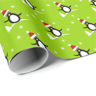 Papel De Regalo Pingüino de Santa Navidad para Niños