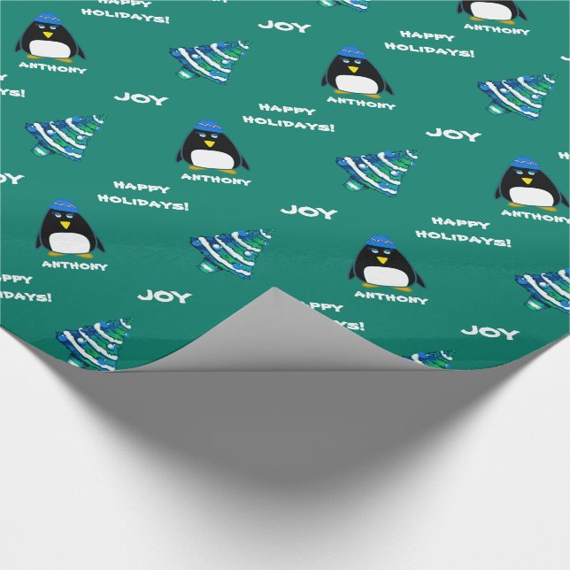 Papel De Regalo Pingüino | Entrega de Navidades de nombres persona (Esquina)