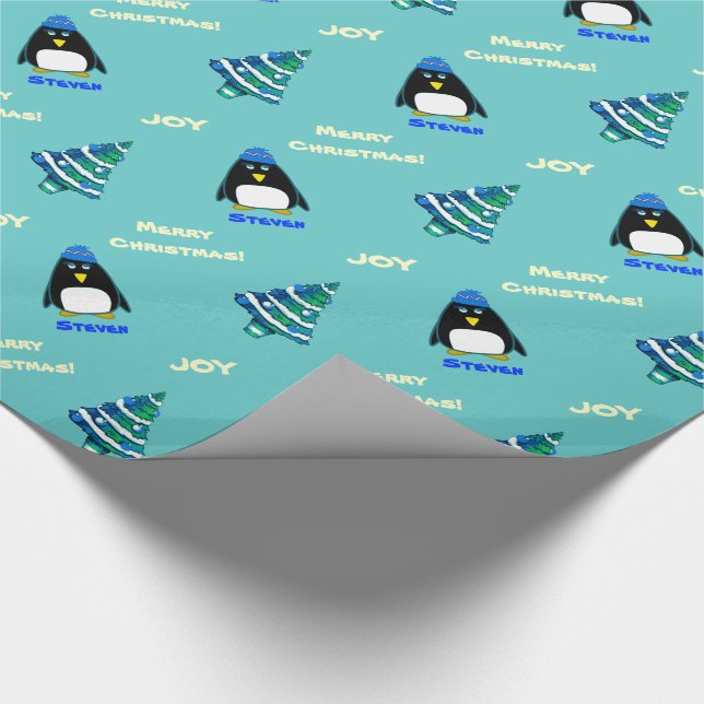 Papel De Regalo Pingüino | Entrega de Navidades de nombres persona (Esquina)
