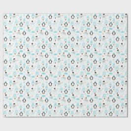 Papel De Regalo pingüino invierno muñeco de nieve