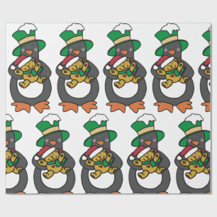 Papel De Regalo Pingüino irlandés sosteniendo oso de peluche de Na