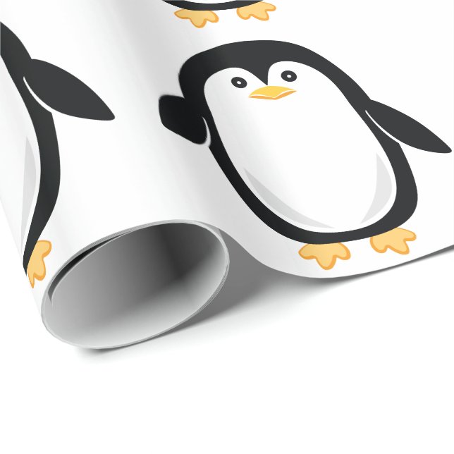 Papel De Regalo Pingüino lindo del bebé (Esquina del rollo)