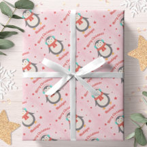 Pingüino Lindo Navidad Rosa Nieve Personalizado