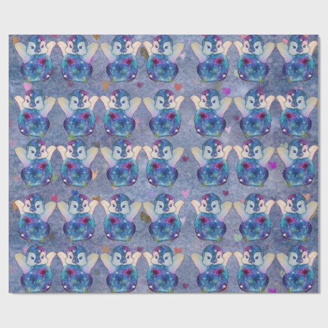 Papel De Regalo Pingüino llamado Button (Superficie plana)