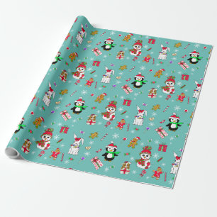 Papel De Regalo Pingüino Navidades festivos, hombres de nieve, dul