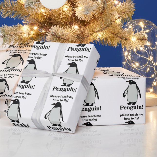 Papel De Regalo Pingüino, Por Favor, Enséñame Cómo Volar Pingüino  (Vacaciones)