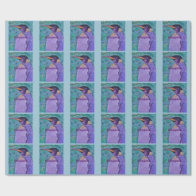 Papel De Regalo Pingüino púrpura (Superficie plana)
