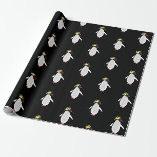 Papel De Regalo Pingüino Saltarrocas Adorable Animal Antártico Div