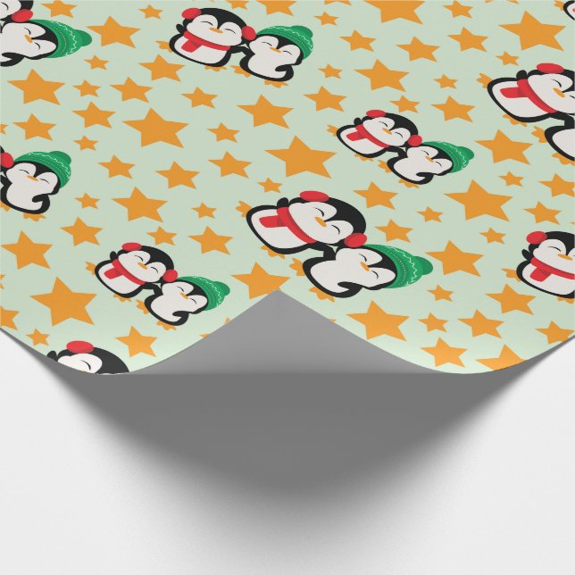 Papel De Regalo Pingüinos adorables con Gorra y sin manchas (Esquina)