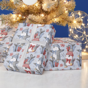 Papel De Regalo Pingüinos bailarines festivos de invierno