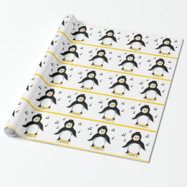 Papel De Regalo Pingüinos con notas musicales