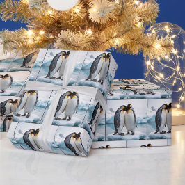 Papel De Regalo Pingüinos Cutos En Un Glaciar